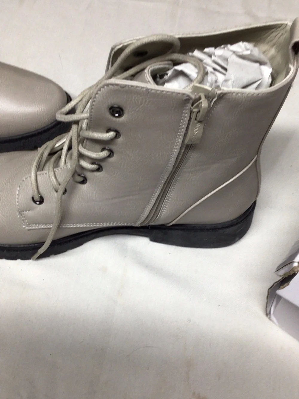 Wanted Light Gray Lace-Up Chukka Boots with Side Zipper